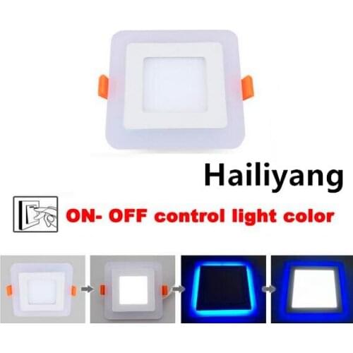 Double Color LED Panel Light 6W 9W 16W 24W Round Square Panel LED Ceiling Lamp AC110V 220V Indoor Recessed Downlight