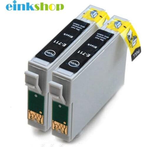 Einkshop 2pcs T0711 Ink Cartridge For Epson Stylus D78 D92 D120 DX4000 SX210 SX215 SX218 SX115 SX400 SX405 SX410 SX415 SX605