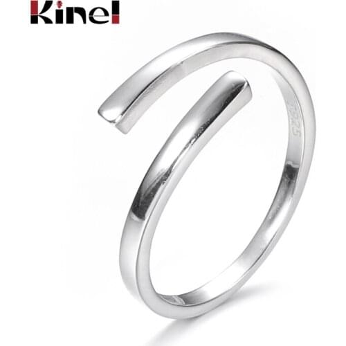 Kinel New Arrivals 925 Sterling Silver Open Rings woman jewelry Minimalist 925 Silver Ring Fine Party Gift bague bijoux