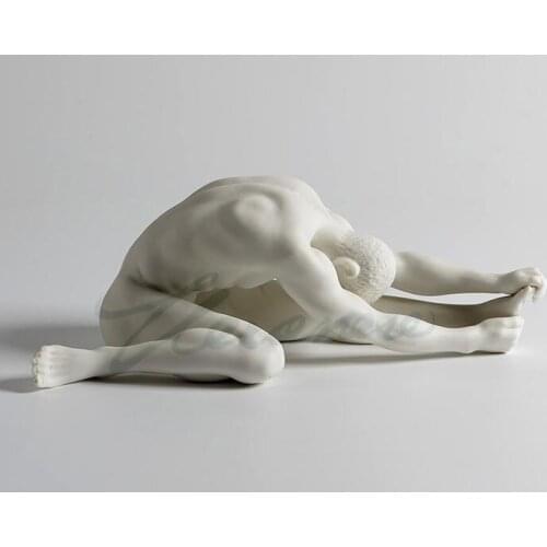 Creative decorative ceramic matte art Male sit hand hold left foot birthday present home decoration hot style