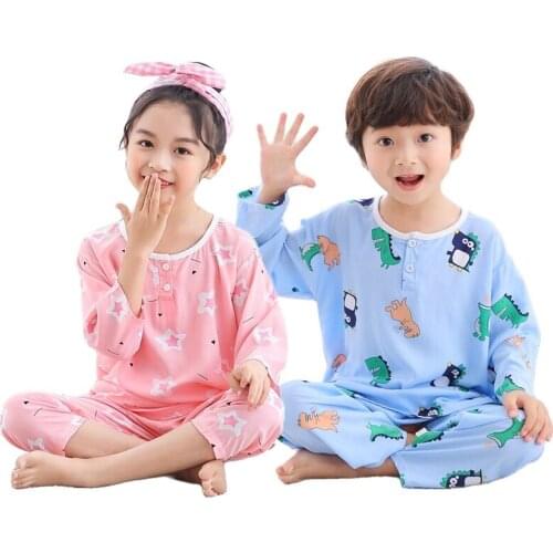 Summer childrens pajamas sets boys sleepwear baby girl clothes cartoon pyjamas kids T-shirt+pants pijamas cotton nightwear