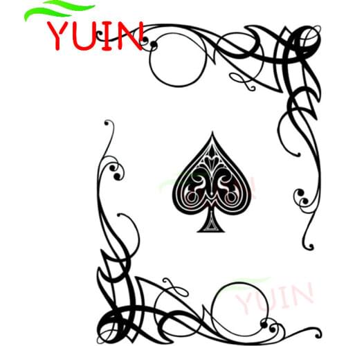 Lovely Poker Cards Gambling Coolest Graphic Mysterious Flowers Car Sticker Fashion PVC Decoration Accessories Waterproof Decal