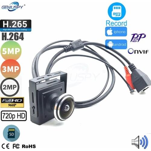Fisheye Mini IP Camera 720P 960P 1080P HD 3MP 5MP Security Camera Camhi CCTV Surveillance Cam Micro SD Card Recording PC Browser