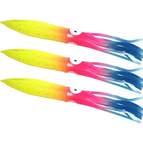AS 3pcs/lot Squid Skirts Soft Lure 18cm14g pesca Fishing Lure Octopus PVC Rubber Artificial Soft Bait Fishing Trolling Lure