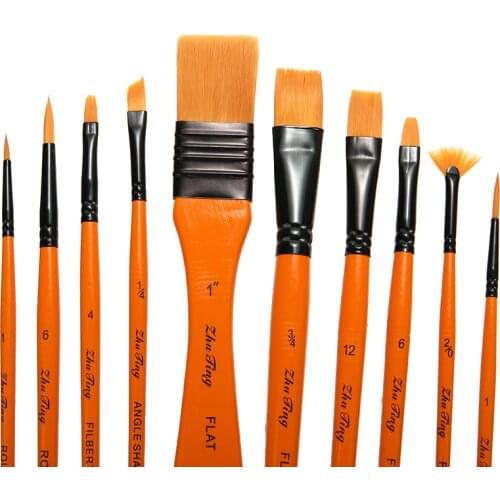 10pcs Acrylic Watercolor Paint Brushes Kit Artist Nylon Tip Soft Paint Brushes Set Colour Painting Travel Paint Pen Brush