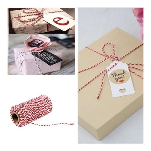 DIY Handmade Cotton Thread 1 Roll 100 Metres High Quality Rope Red White Card Hanging Rope Gifts Packing Twine String Cord