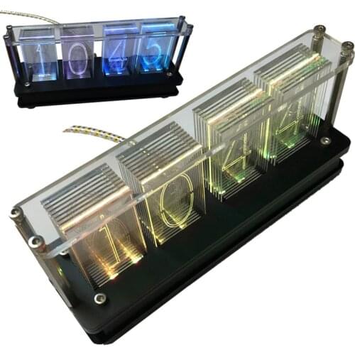 New 4 bit RGB imitated glow tube clock imitated glow clock desktop ornaments DIY parts acrylic creative time tube wifi gift