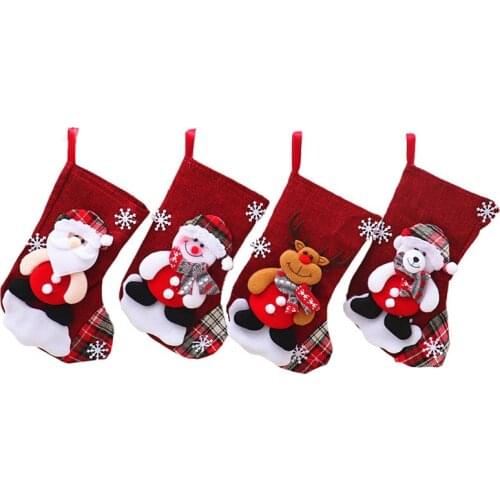 New Large Stockings Santa Elk Fabric Gift Socks Christmas Lovely Bag For Children Fireplace Tree Christmas Decoration