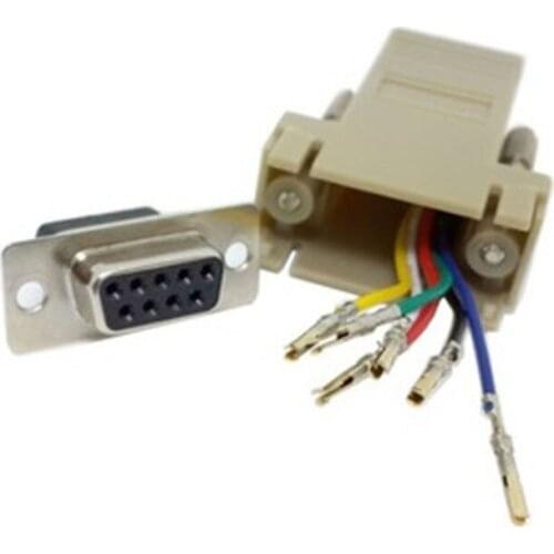 Wholesale 200pcs/lot DB9 Female to RJ45 Female F/F RS232 Modular Adapter Connector Convertor Extender