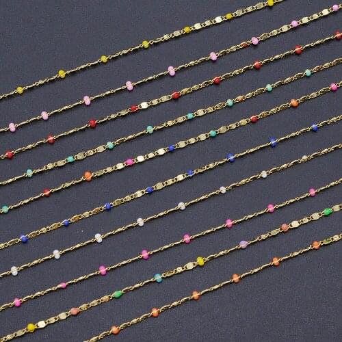 30 Meters/lot Gold Plated Copper Enamel Ball Bead diy jewelry Making Chains Wholesale Bulk Chain Supply