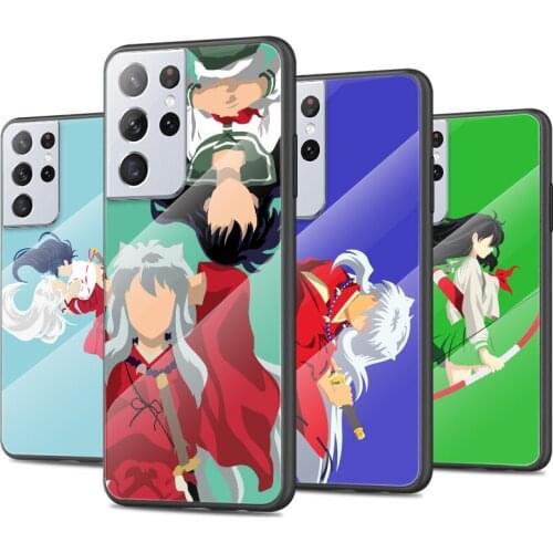 Tempered Glass Luxury Cover Cute Anime Inuyasha Sesshoumaru For Samsung Galaxy S21 Ultra Plus 5G Shockproof Shell Phone Case