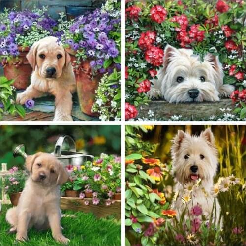 5D DIY Diamond Painting Full Drill Dog Animal Diamond Embroidery Decorative Painting Cross Stitch Kits Handicraft Needlework Art