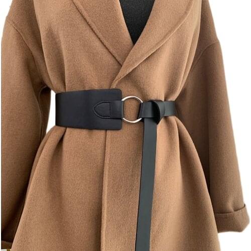 Wide Knot belts for women coat high quality soft faux leather waistbands dress ceinture femme plus long gold cummerbunds cinto