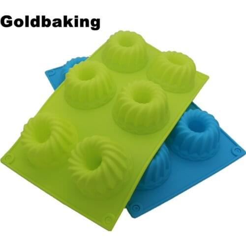 6 Cavities Silicone Bundt Cake Mold Silicon Muffin Baking Mould Blossom Cupcake Pan