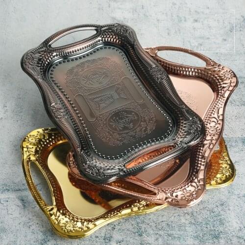Modern rectangle metal serving tray fruit tray cake dessert snack tray rectangle serving tray platter storage tray