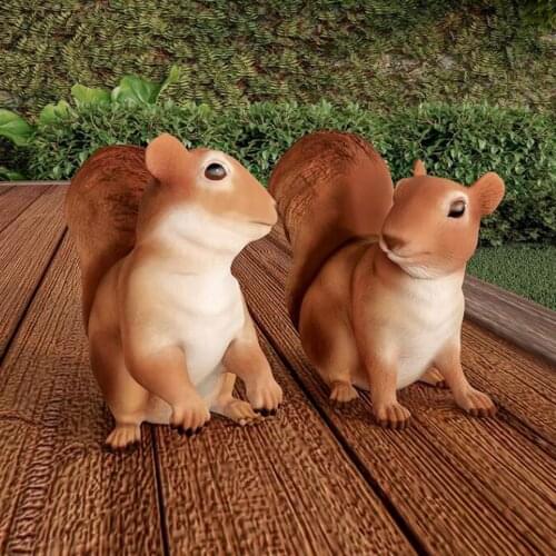 Squirrel Statues Sculpture Resin Figurines Lawn Decor for Fairy Gardens