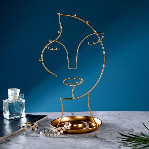 DIY Jewelry Display Rack Earring Necklace Storage Box Organizer Hanging Face Shape Desktop Decoration Creative Metal Ornaments