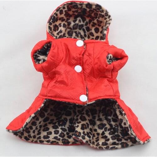 Warm Dog Coats Pets Leopard Pattern Tutu Coat Dress Puppy Hoodies Both Sides Wear Dog Clothes Puppy Clothes Ropa Perro