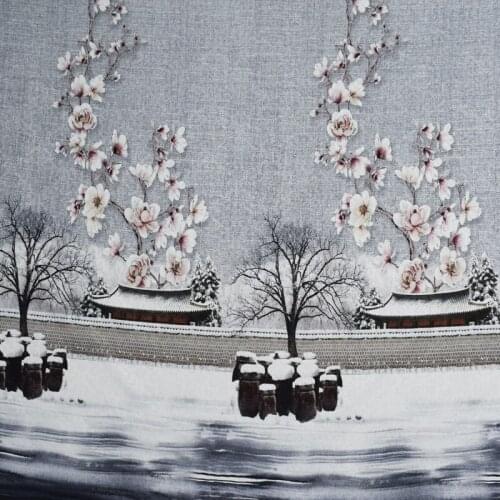 142*137cm/pcs Elegant magnolia digital painting texture jacquard fabric for dress telas por metros tissu vestidos tela cloth DIY