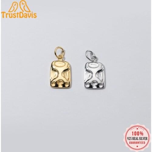 TrustDavis Real 925 Sterling Silver Personality Fashion Sweet Geometric Charm Pendant Handmade DIY Accessories Wholesale DZ72