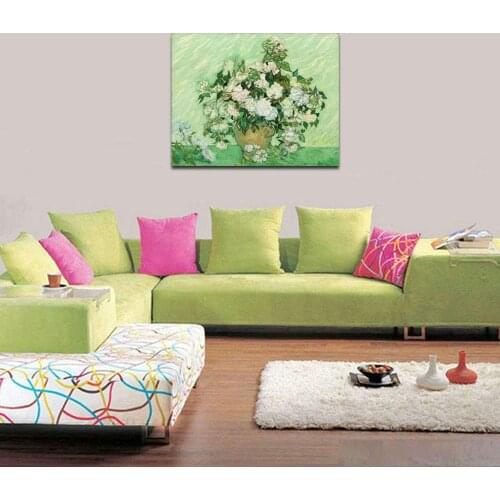 Vase with Pink Roses Van Gogh Famous Oil Paintings Reproduction Artwork Modern Canvas Hand Painted Floral Pictures on Canvas