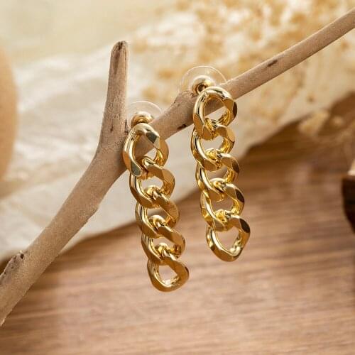 Vintage Women Dangle Earrings Punk Style Thick Link Chain Charm Pendant Long Geometric Drop Earring Women Statement Jewelry Gift