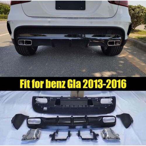 Rear Lip Diffuser Trims For Benz GLA Class X156 GLA 45 Sport 2014-2017 For X156 with 4 Exhaust Tips ABS Back Bumper Hugger