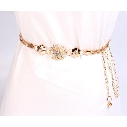 Womens Lady Fashion Metal Chain Gold Color Belt Body Chain Elegant Unique Fashion High Quality