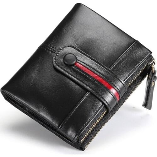 Rfid Wallet Womens 100% Genuine Leather Wallet Coin Purse Small Mini Card Holder Portomonee Female Walet Short Money Bag black