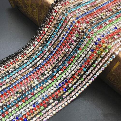 Prajna 1 Yard Glitter Clear Rhinestones Chain Cup Sew On Rhinestones For Clothes Rhinestone Jewelry Glass Strass Stone Craft DIY