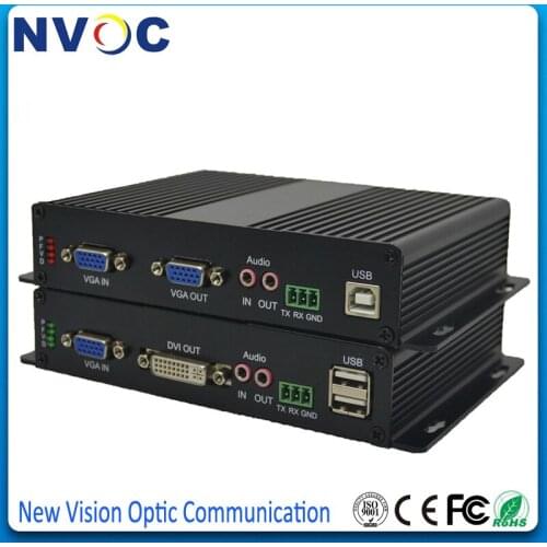 1Ch 1080P Uncompressed VGA Extender Optical Fiber converters with 1Ch Bi-Directional Stereo Audio 1080P,FC,20KM,Euro Charger