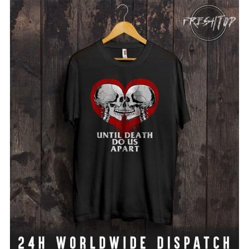 2019 Fashion Summer T Shirt Heart Skeleton T-Shirt Valentines Day Lovers Couple Skull Rock Metal Gift Wife Tee Shirt 2019 New