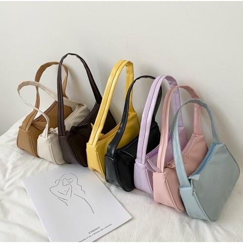 2021 Handle Bag Women Handbag PU Leather Shoulder Bags Totes Underarm Vintage Top Handbags Female Small Subaxillary Bags Purses