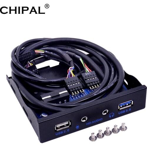 20Pin 4 Port USB 2.0 USB 3.0 Hub Front Floppy Panel HD Audio 3.5mm Earphone Jack Mic Interface for Desktop 3.5 Inch Floppy Bay