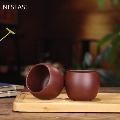 4 Pcs/set Boutiques Yixing Purple Clay Teacups Raw Ore Handmade Master Cup Chinese Teaware Supplies Household Drinkware
