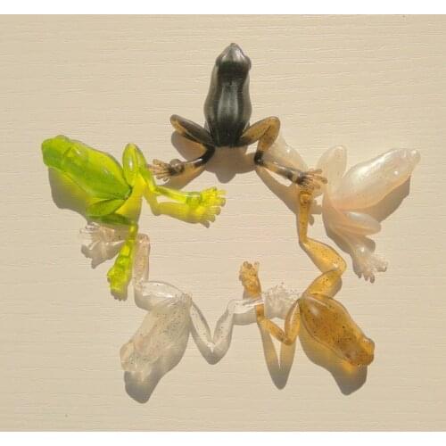 5pcs 4g Soft frog Sea bass Black fish Striped bass Long tail soft fishing lure soft bait mixed colors Free shipping