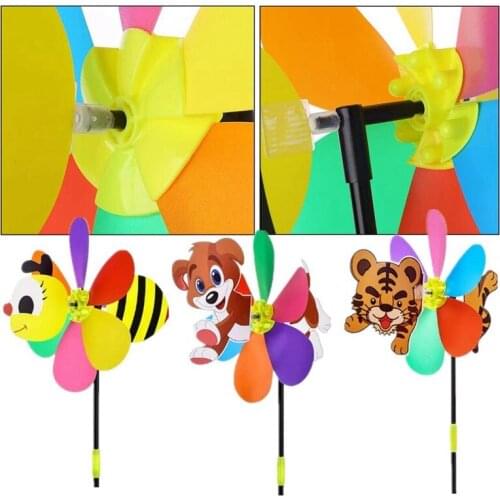 5 Pcs Windmills Colorful Wind Spinner 3D Animal Pinwheel Garden Ornament for Outdoor Yard Lawn Patio Decor and Party