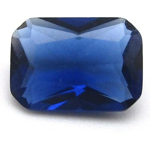 50pcs Free Shipping 3x5mm to 10x12mm Loose Glass Gems Blue Synthetic Stones Octagon Cut Gemstone