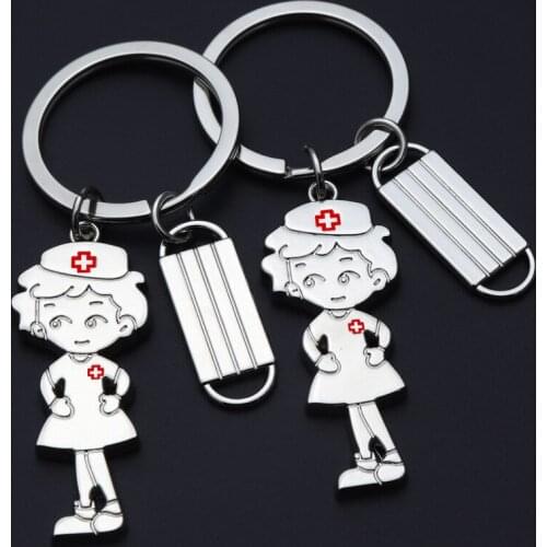 FREE SHIPPING BY DHL 100pcs/lot 2021 New Hospital Nurse Keychains Clinic Gifts Keyrings Custom LOGO