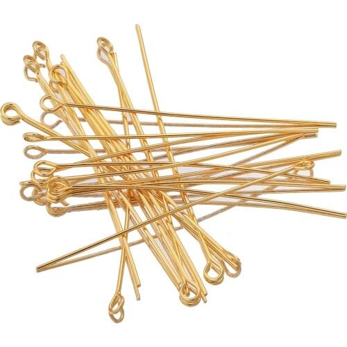 100pc/lot 15 20 30 40 50mm Gold Silver Stainless Steel Eye Head Pins Needles for DIY Jewelry Finding Making Accessories Supplies
