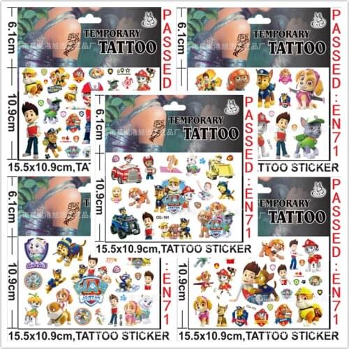 Paw Patrol Children Cartoon Tattoo Stickers Cute Fashion Kindergarten Reward Stickers Early Education Stickers Birthday Gift