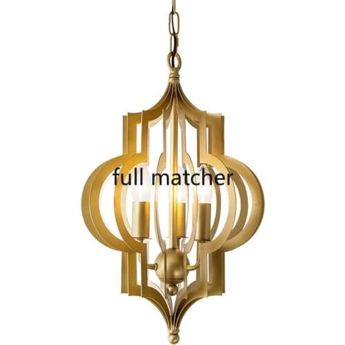 Designer room golden LED pendant lamp light foyer dinning living kitchen room hanging light lamp copper brass color pendant lamp
