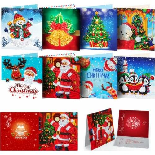 HUACAN 5D DIY Diamond Painting Christmas Cards New Arrival Diamond Embroidery Mosaic Art Kits Santa Claus Greeting Postcards