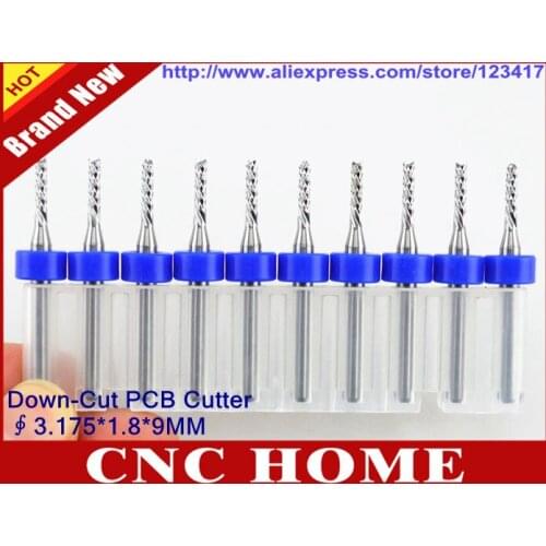 10pcs/lot 3.175*1.8*9MM Down-Cutting Tools, Carbide PCB End Milling Tool, Corn Dremel Bits, Precision Machining CNC, Cu, Plastic