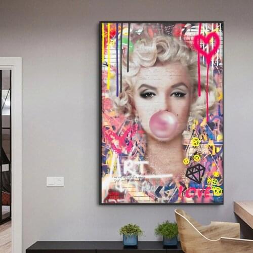 Graffiti Street Pop Art Women with Veil Canvas Painting Scandinavian Cuadros African Wall Art Pictures for Living Room Decoratin