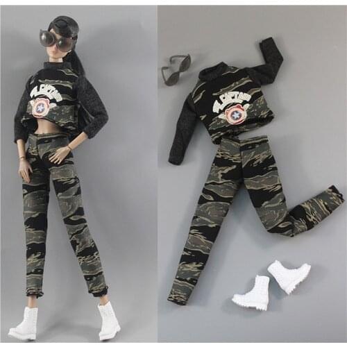 Clothing set / hat top skirt bag shoes sunglasses set outfit / doll accessories for 30cm doll / 1/6 doll clothes