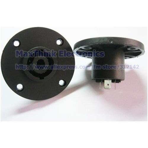 Round type Speaker 4 Pin Female Jack Panel Mount Compatible Audio Cable Connector, Black Color ,5pcs , Free shipping