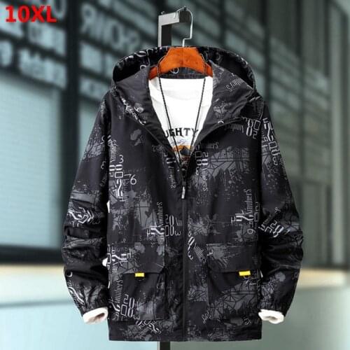 Thin Section Large Size Camouflage Jacket Korean Casual Loose Clothes Youth Hooded Tooling Jacket Male Tide 10XL