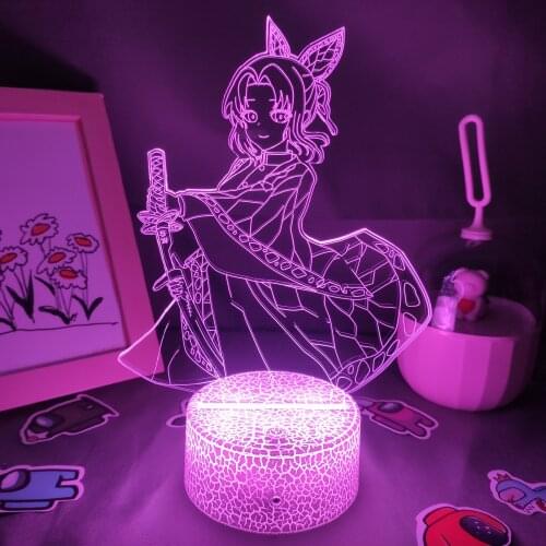 Lava Lamp Anime Demon Slayer Figure Kocho Kanae 3D LED RGB NightLight Gift for Friend Bedroom Table Manga Decor Kimetsu No Yaiba