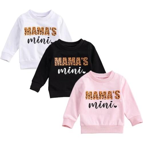 Lioraitiin 0-3Years Newborn Baby Girl Boy Autumn Sweatshirts Clothes Letter Print Long-Sleeves Pullover Top White/Black/Pink